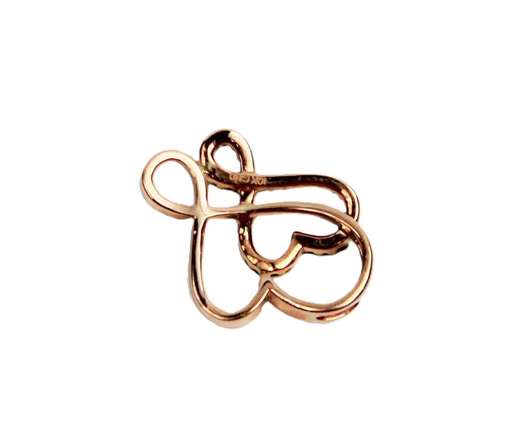 10kt rose gold  red diamond double heart pendant
