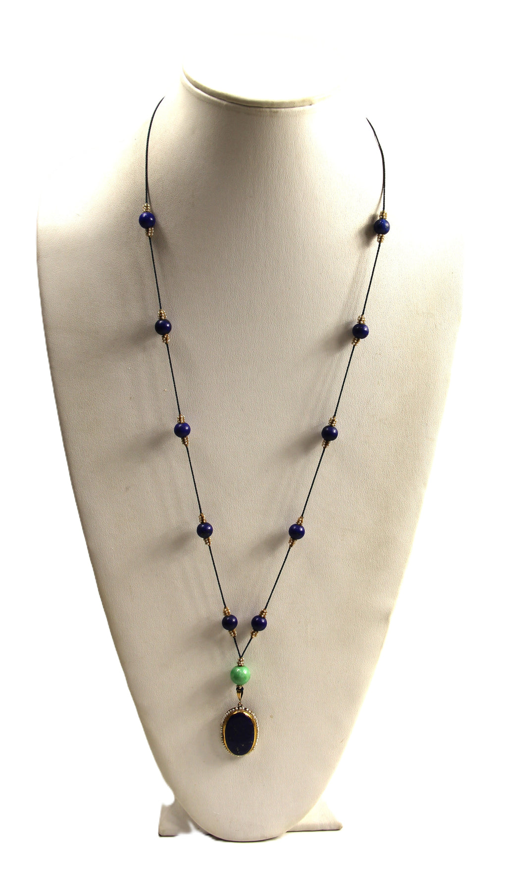 Antique Art Deco estate necklace of lapis and 14kt gold
