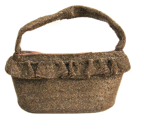1940s vintage bronze glass beaded purse