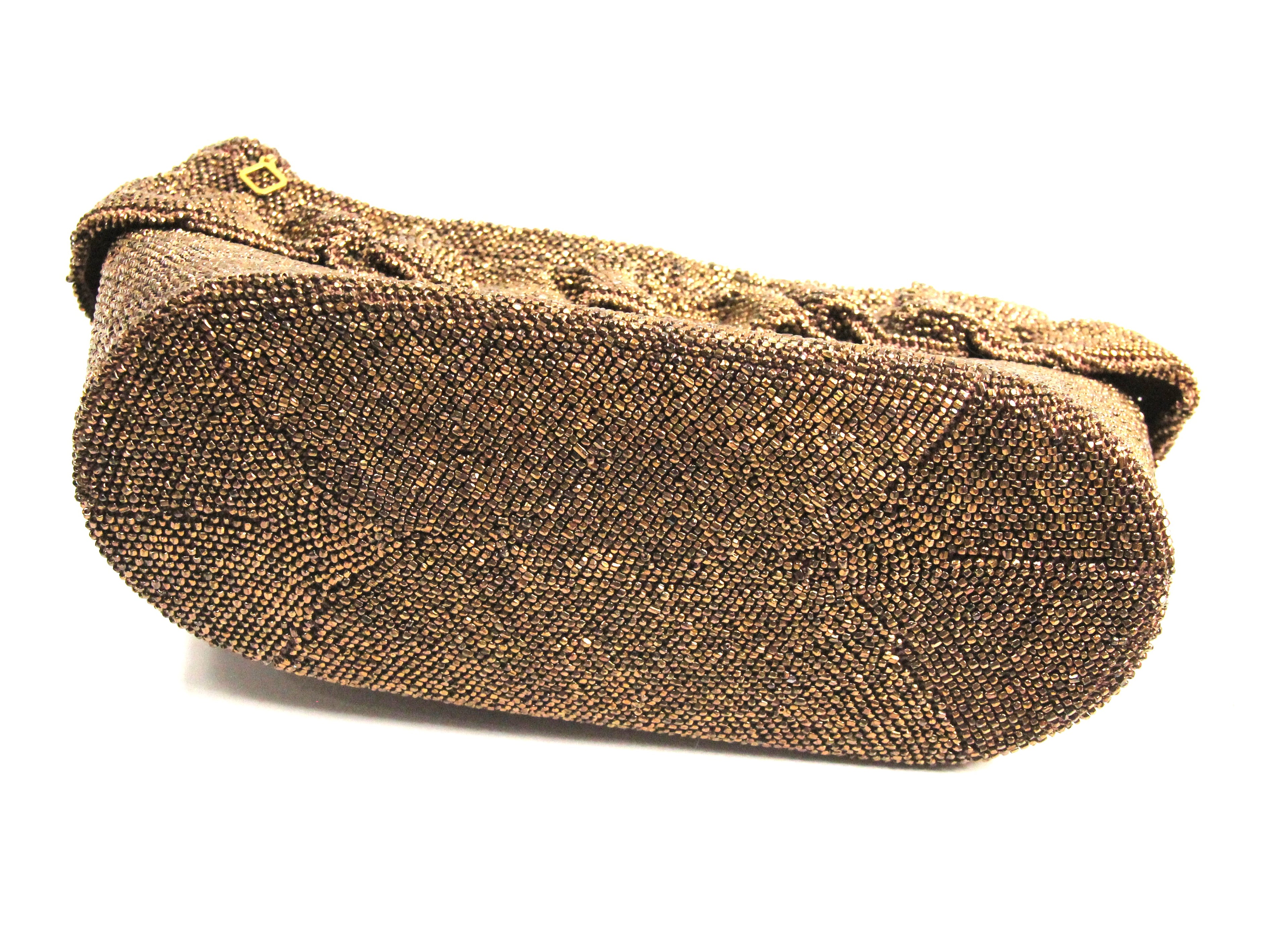 1940s vintage bronze glass beaded purse
