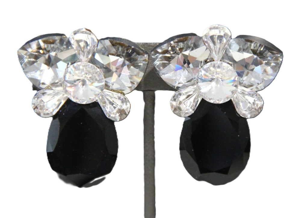 80'S VINTAGE GLASS STATEMENT EARRINGS