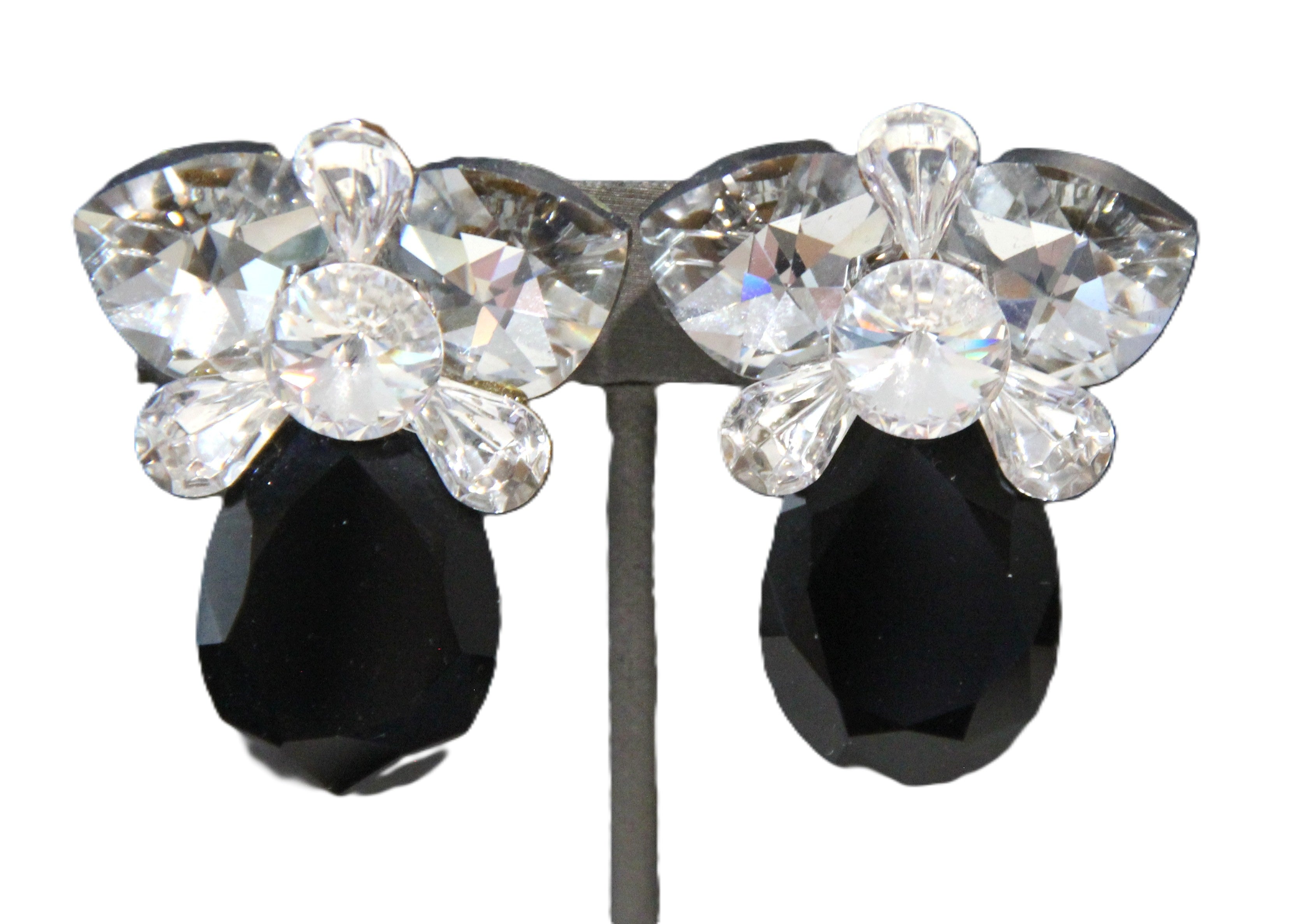 80'S VINTAGE GLASS STATEMENT EARRINGS