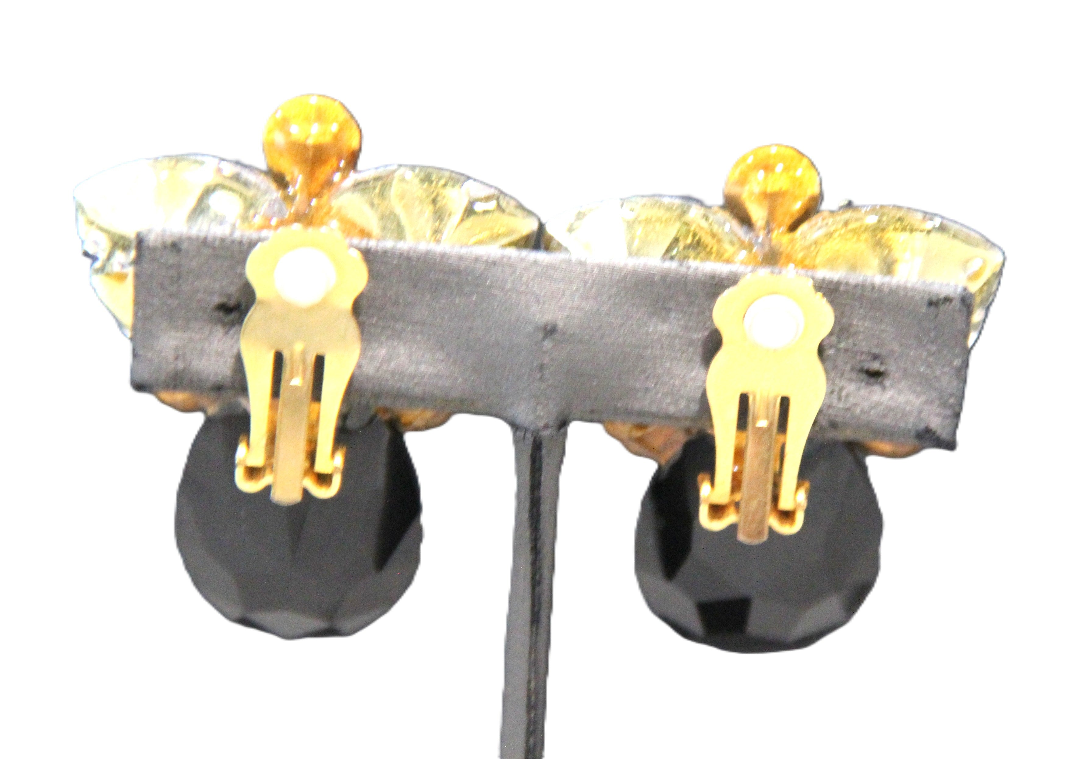 80'S VINTAGE GLASS STATEMENT EARRINGS