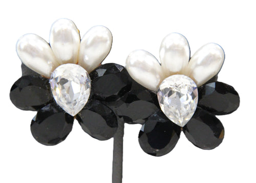 80's vintage statement earrings with glass and fx pearls