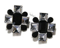 80's Maltese Cross huge glass crystal statement earrings
