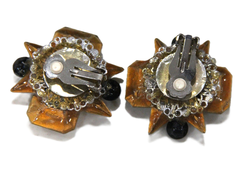 80s vintage glass statement earrings