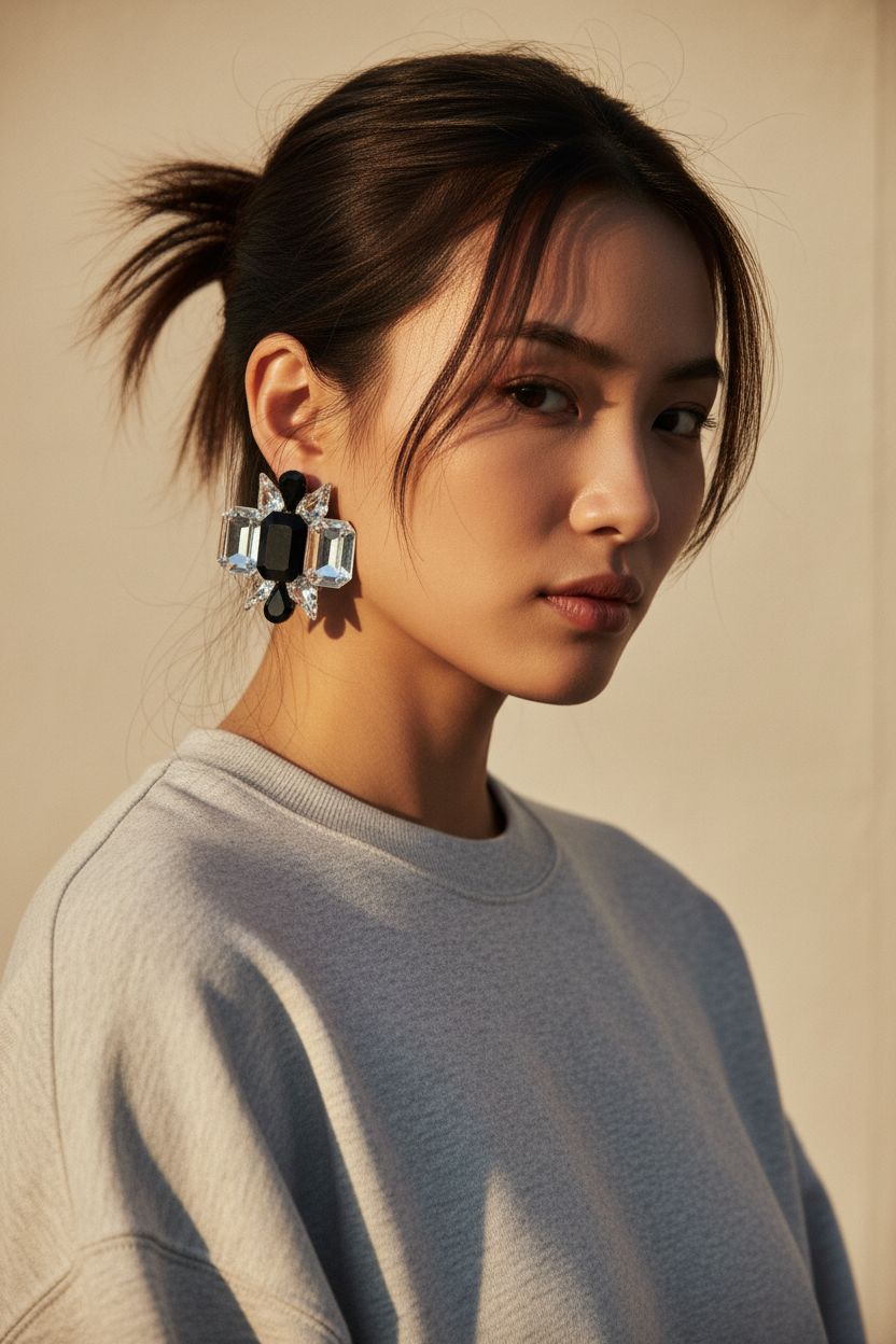 80s vintage glass statement earrings