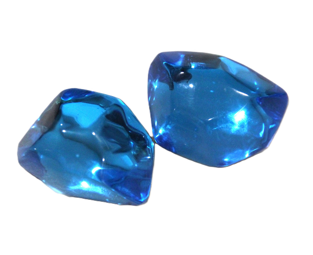 80'S VINTAGE DEAD STOCK BLUE RESIN CHUNKY STATEMENT MAXIMALIST EARRINGS