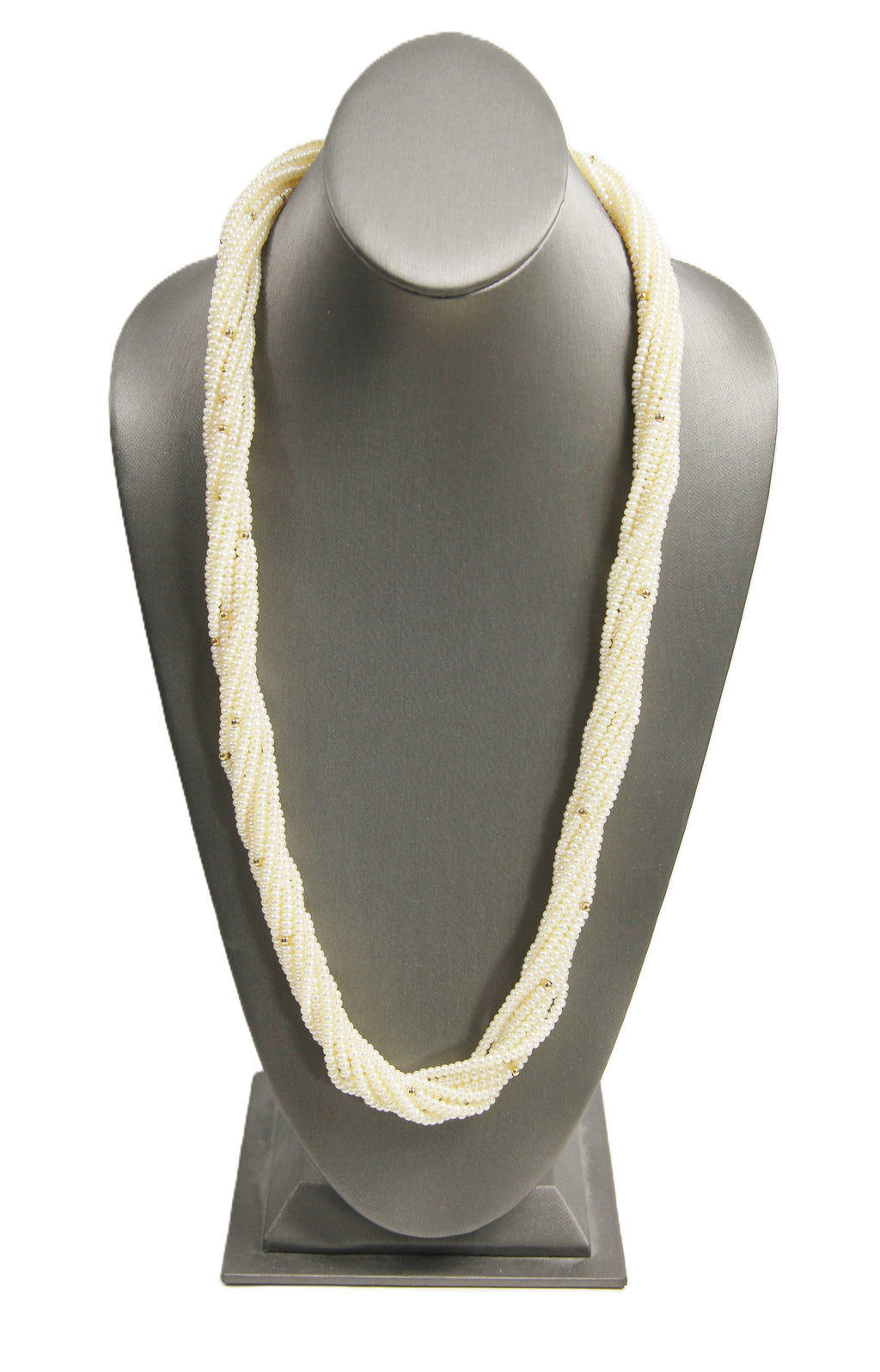 80s estate jewelry 14kt gold and 10 strand pearl necklace