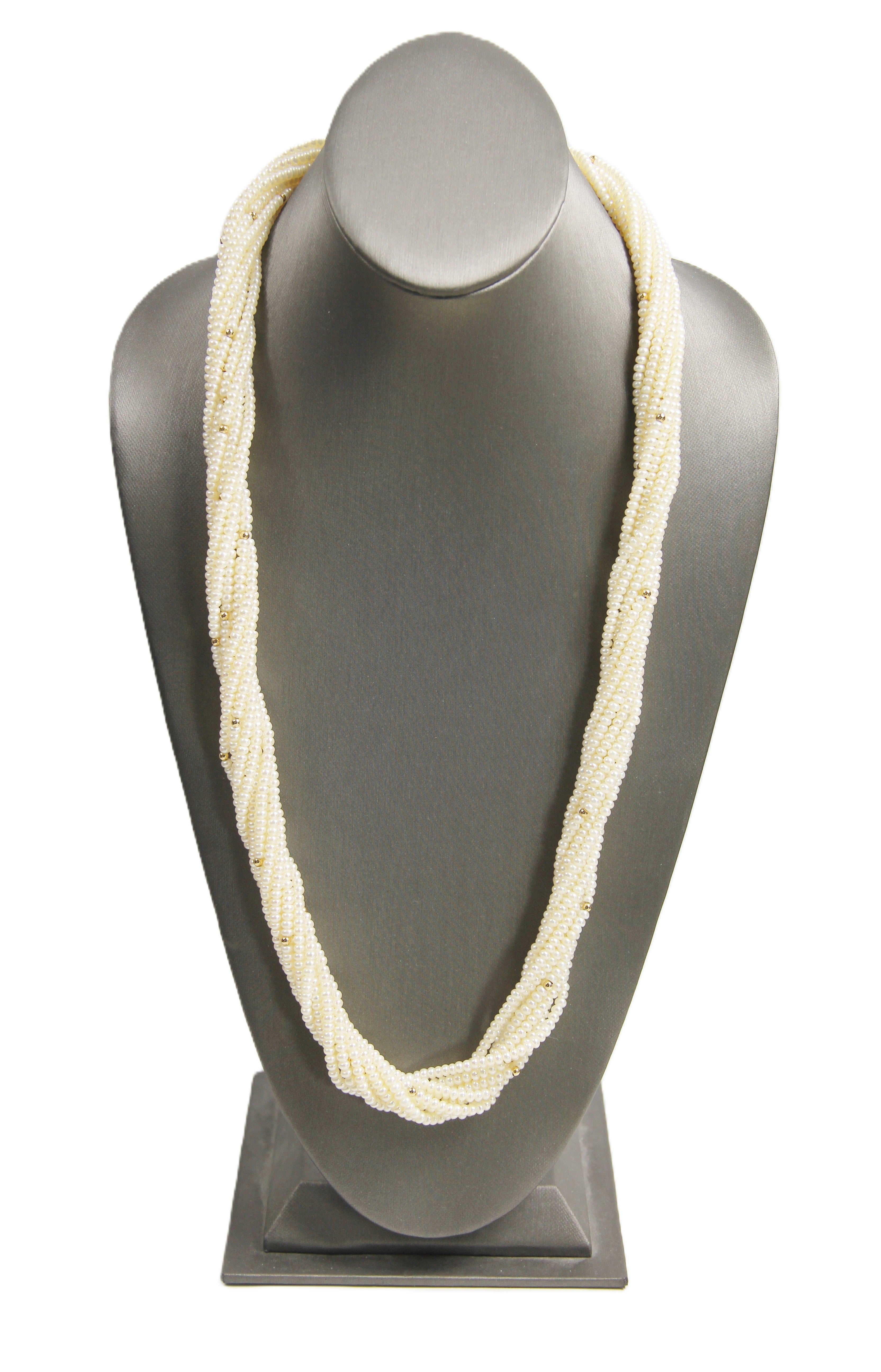80s estate jewelry 14kt gold and 10 strand pearl necklace