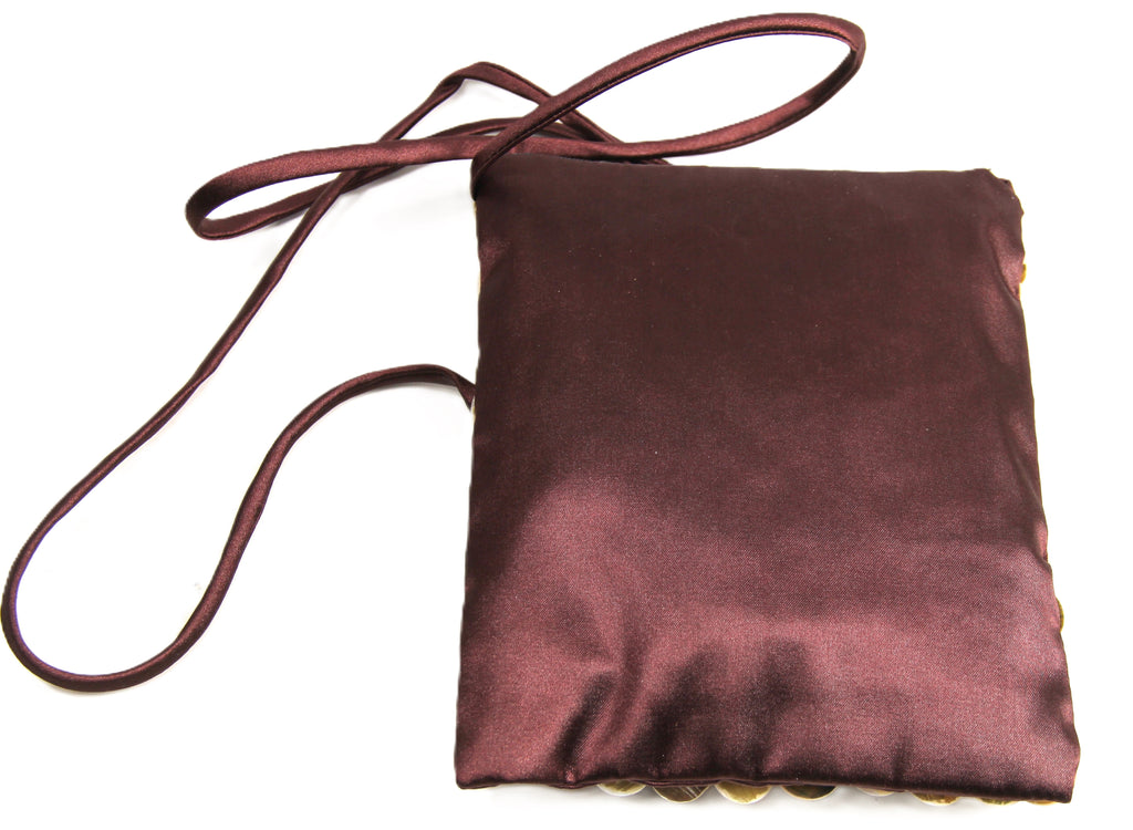NEW & ON TREND SATIN & MOTHER OF PEARL PAILLETTES CROSS BODY PURSE