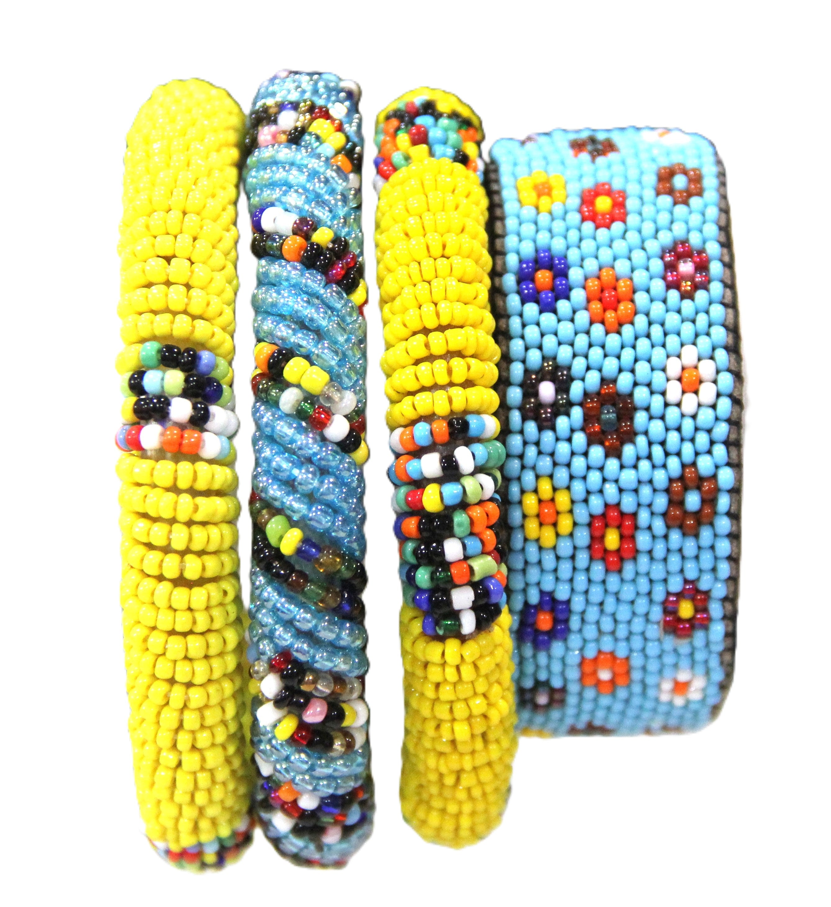 African beaded bangle stack