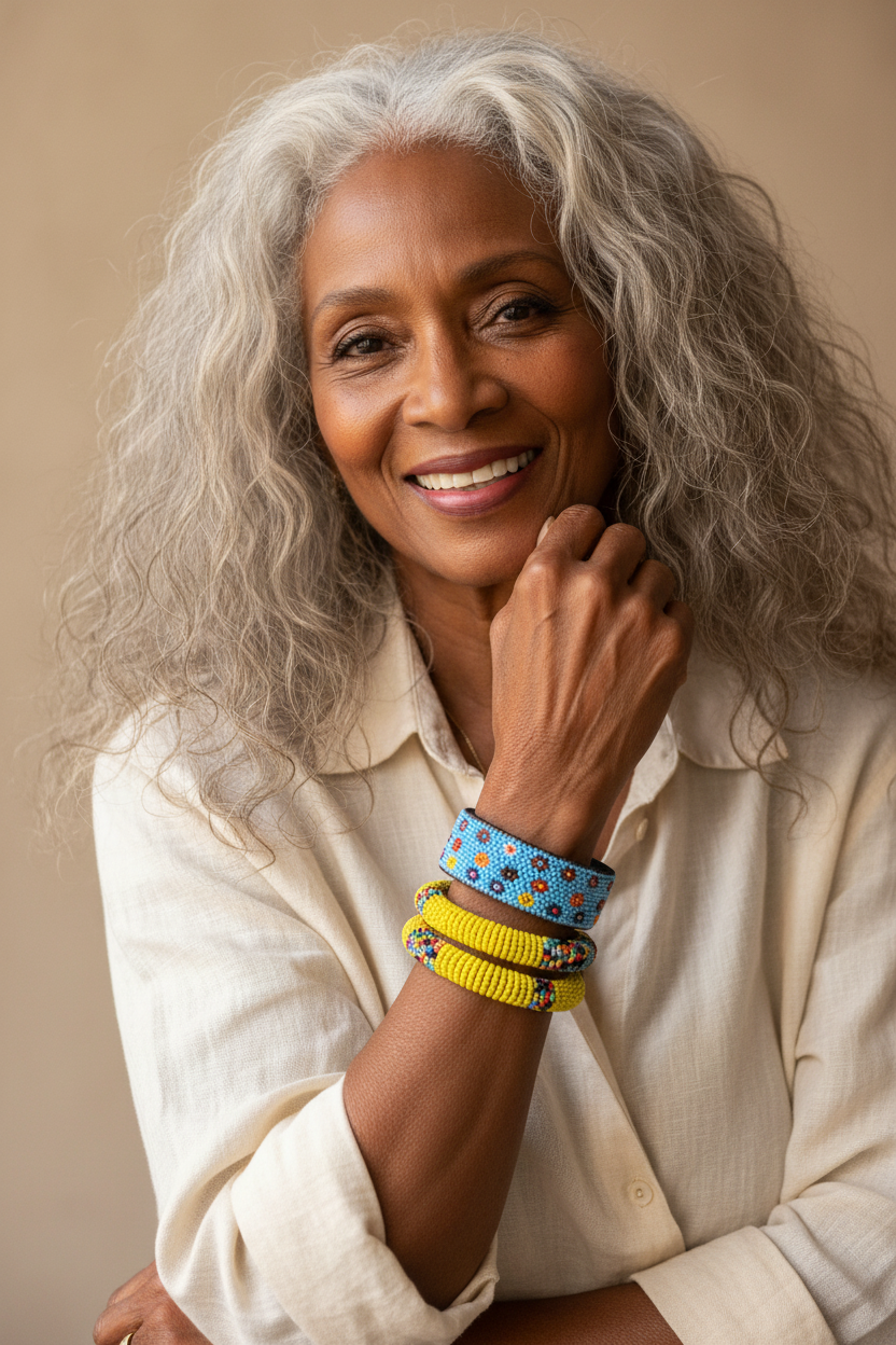 African beaded bangle stack
