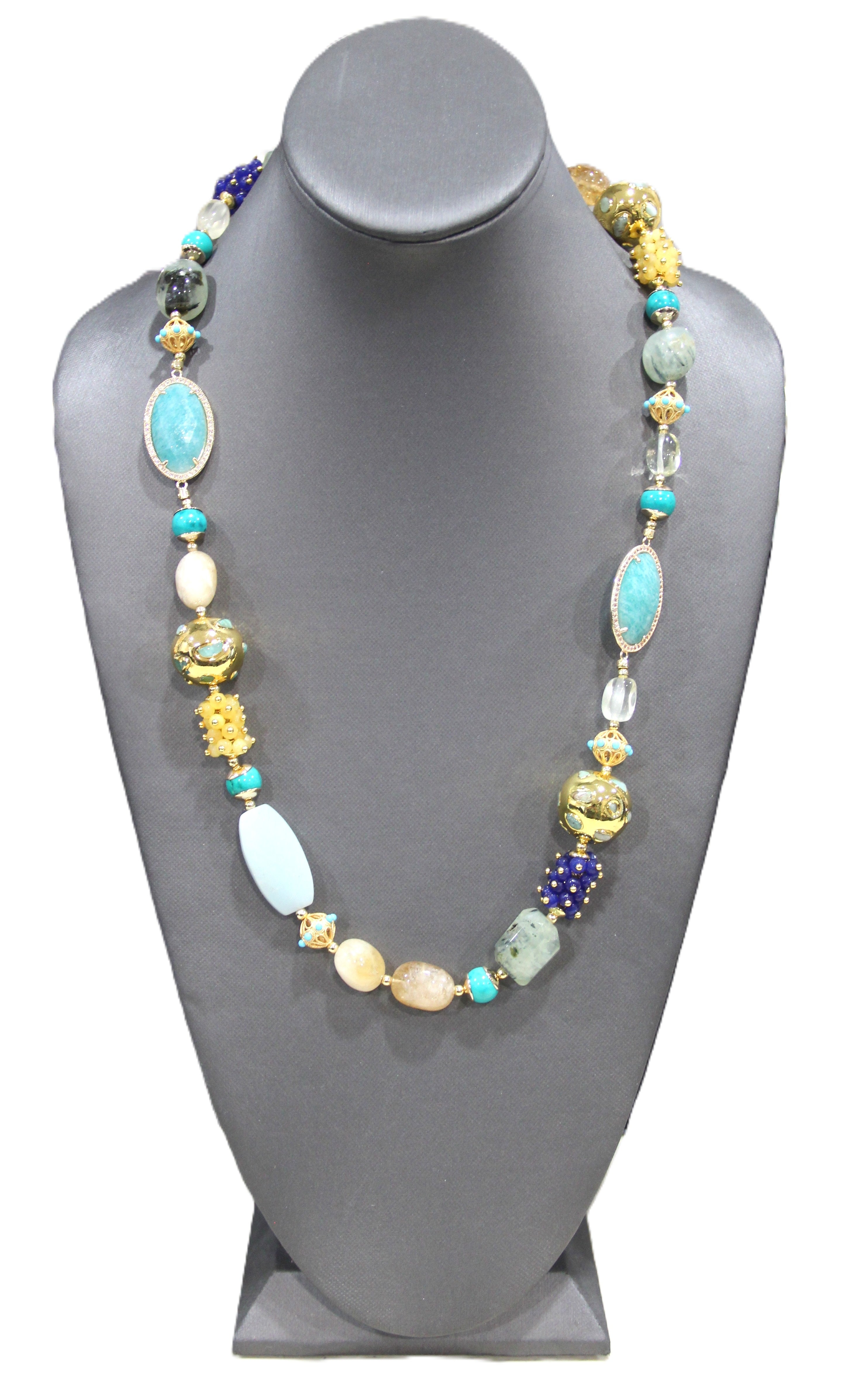 Multi gemstone layering necklace