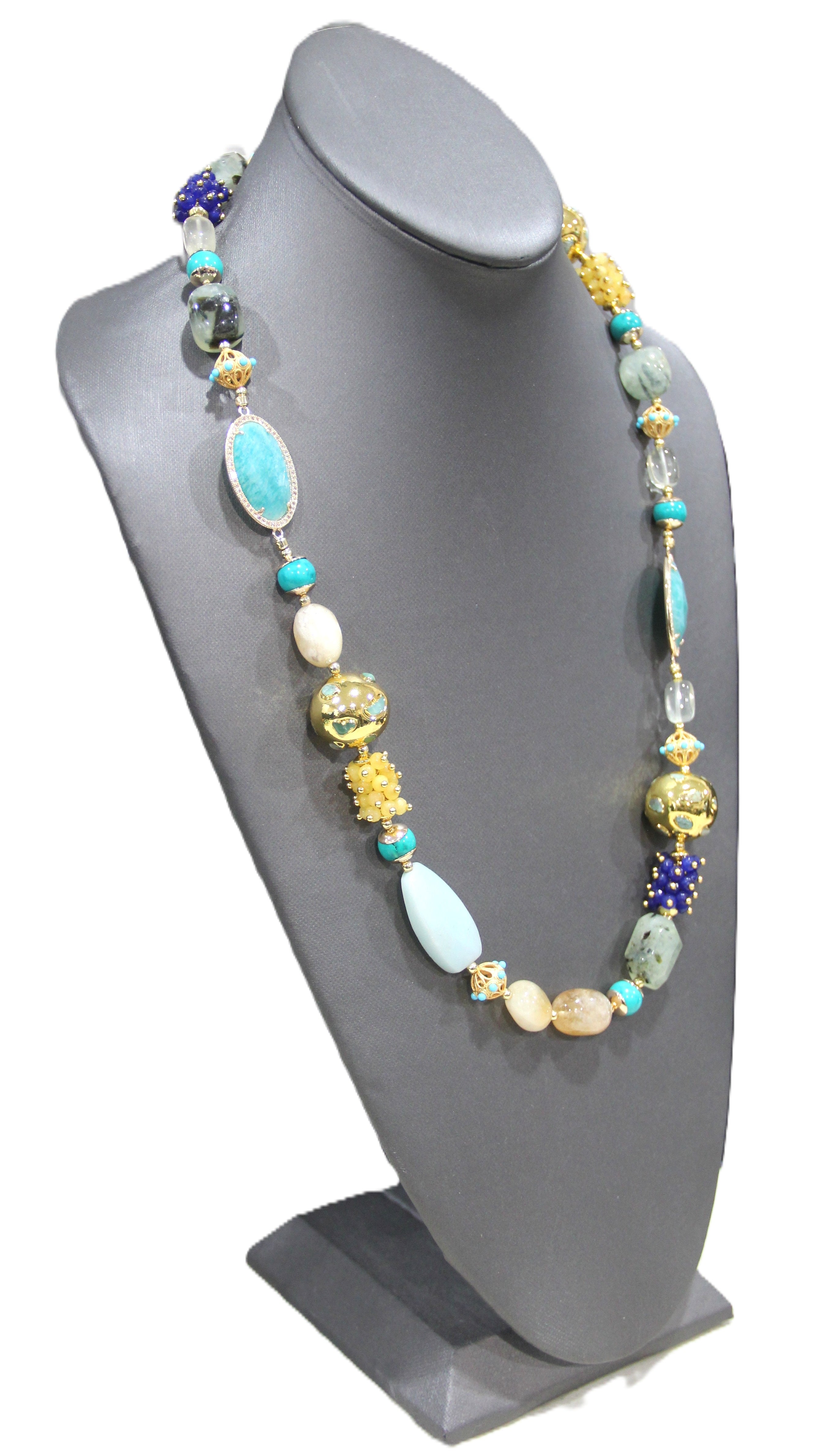 Multi gemstone layering necklace