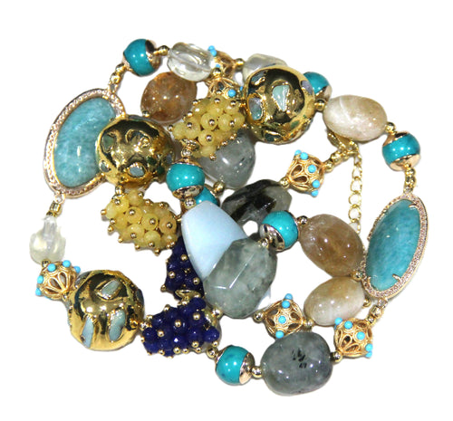 Multi gemstone layering necklace