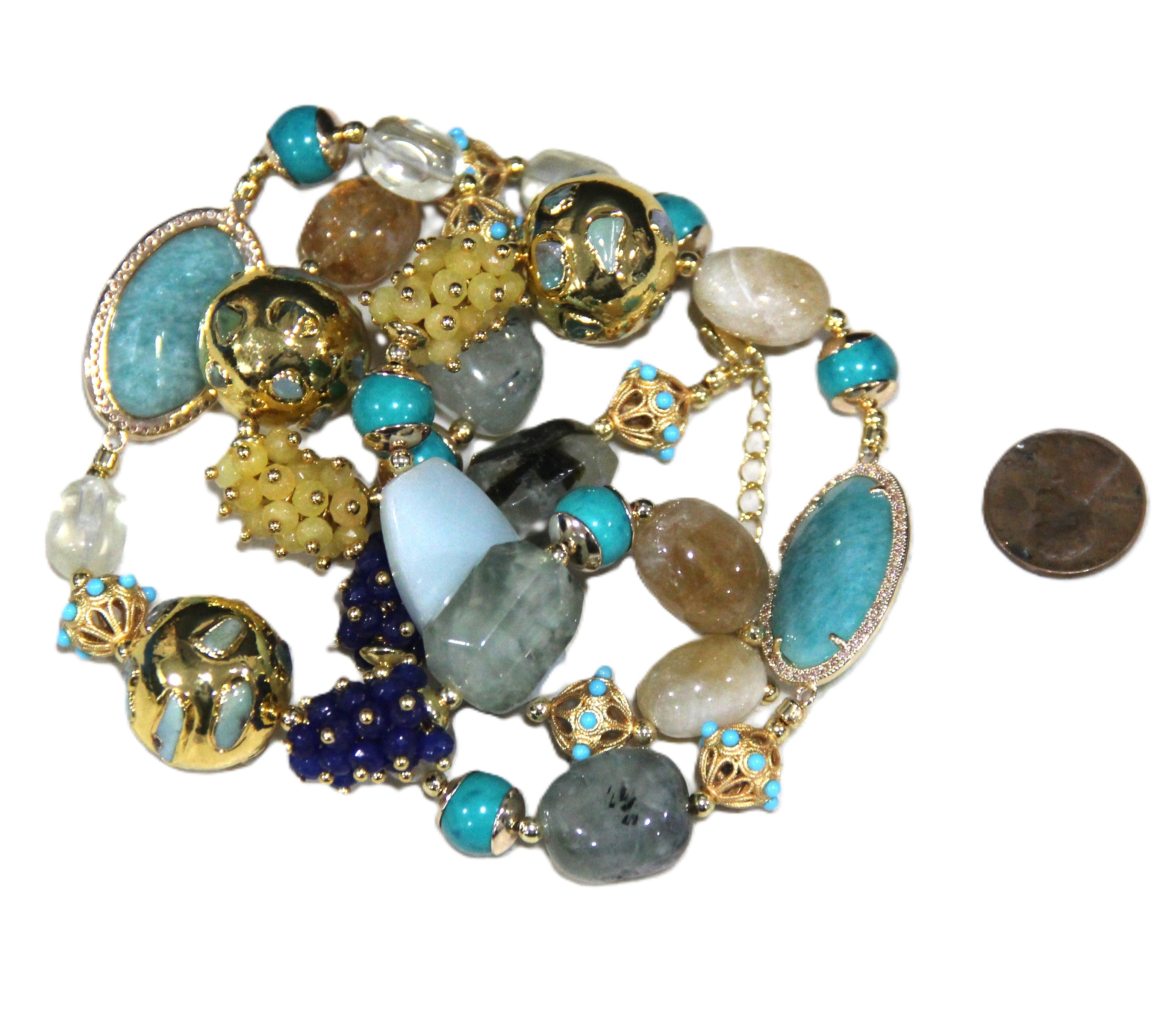 Multi gemstone layering necklace