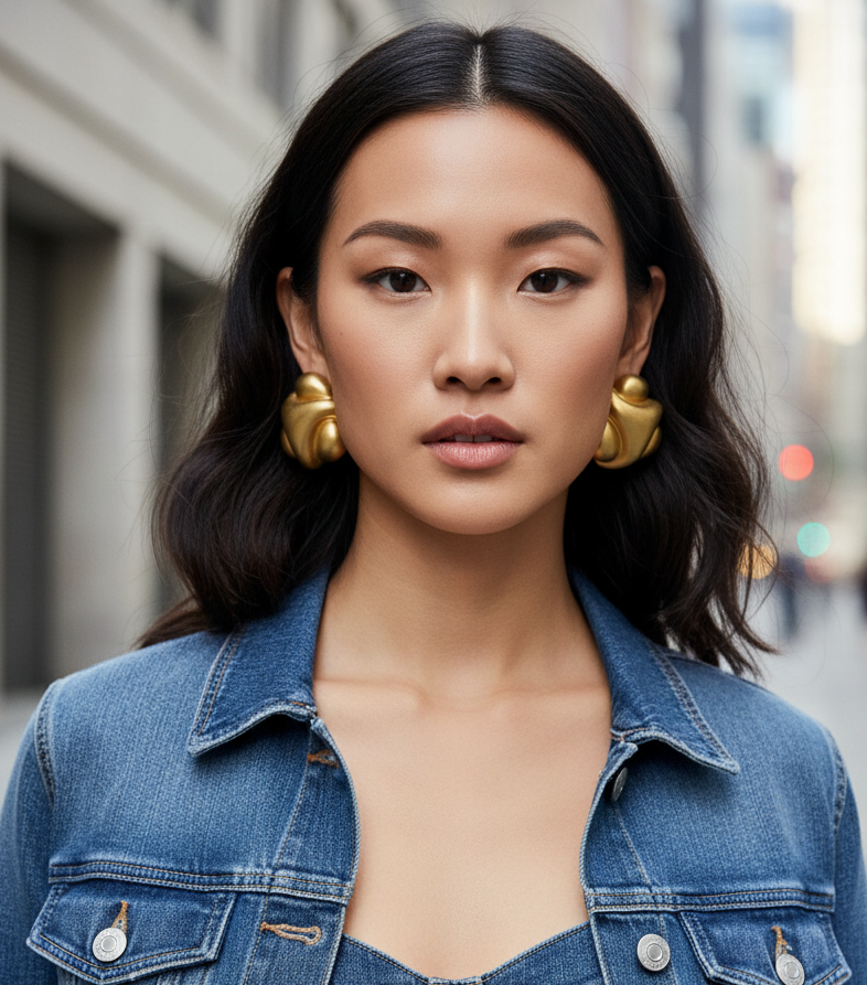 Matte gold vintage statement earrings
