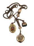 ANTIQUE VICTORIAN FOB CHAIN WITH FOB, LOCKET & WATCH PENDANT