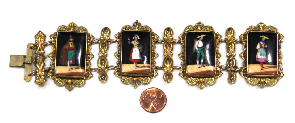 Victorian pinchbeck portrait panel bracelet