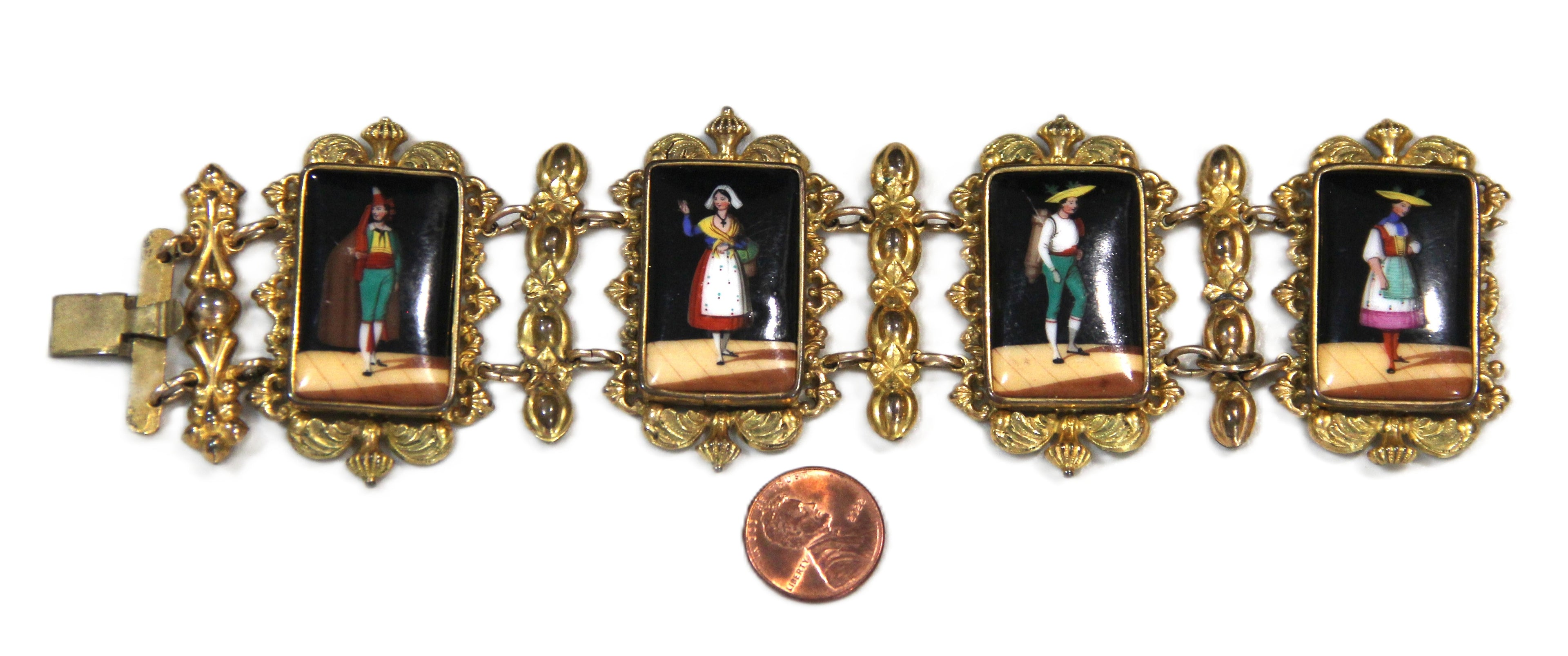 Victorian pinchbeck portrait panel bracelet