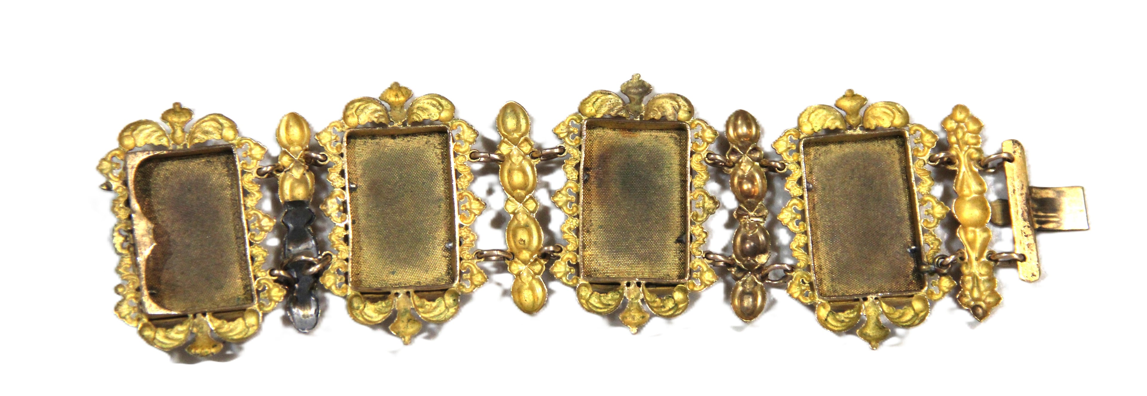 Victorian pinchbeck portrait panel bracelet