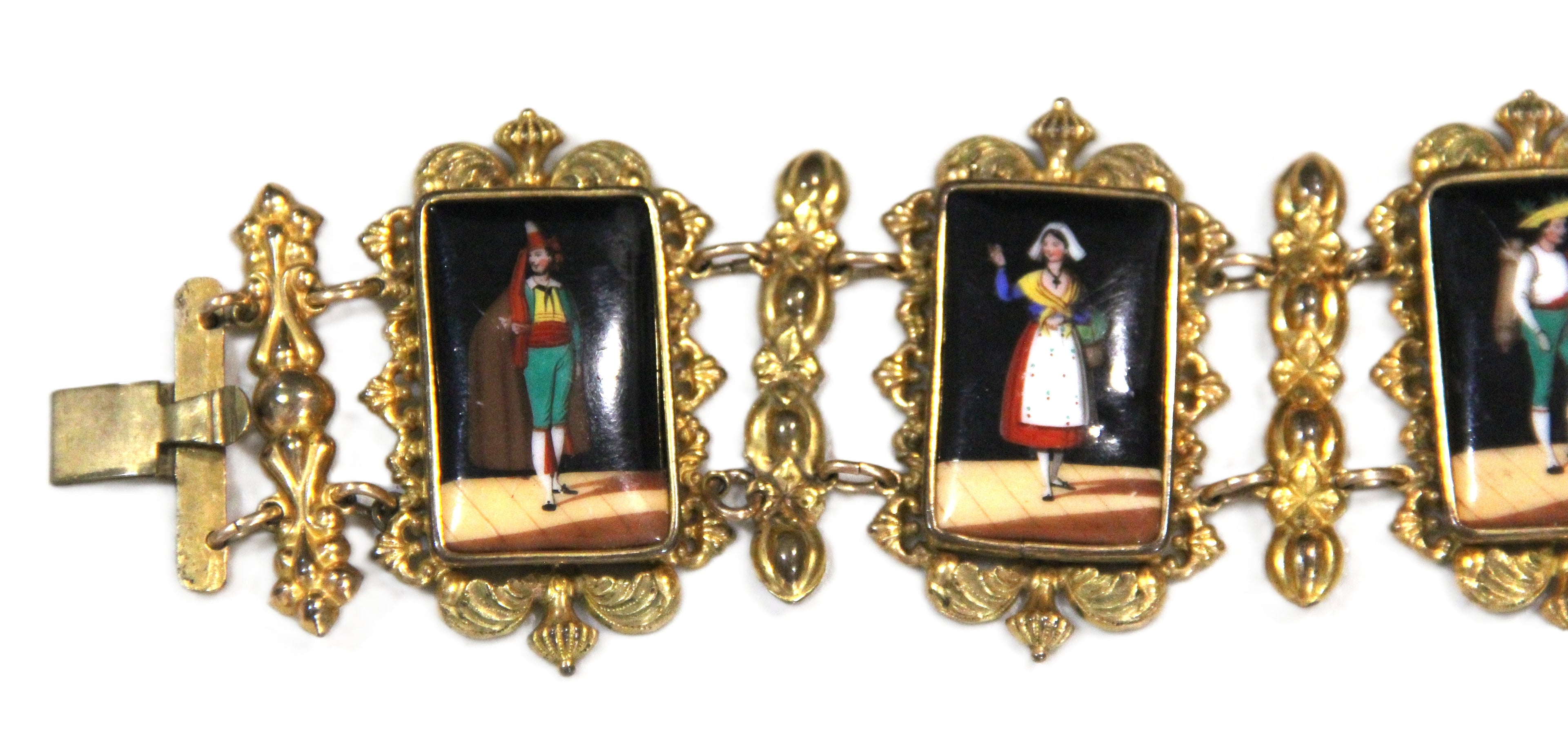 Victorian pinchbeck portrait panel bracelet