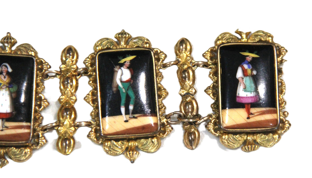 Victorian pinchbeck portrait panel bracelet