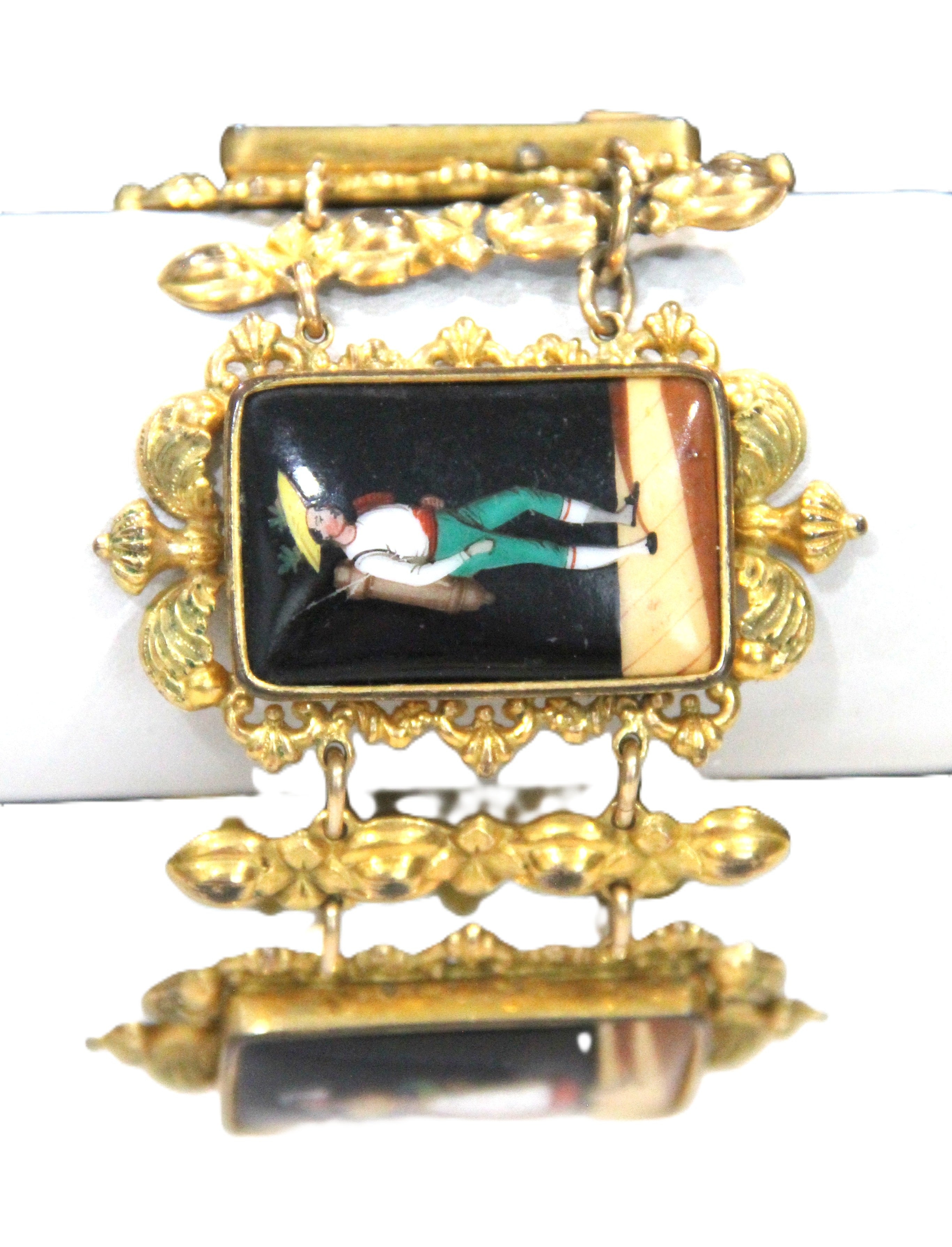 Victorian pinchbeck portrait panel bracelet