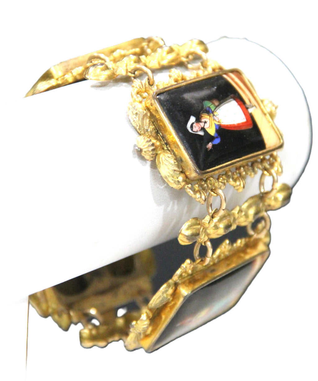Victorian pinchbeck portrait panel bracelet
