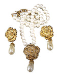 Avon vintage fx pearl flower necklace & earrings set