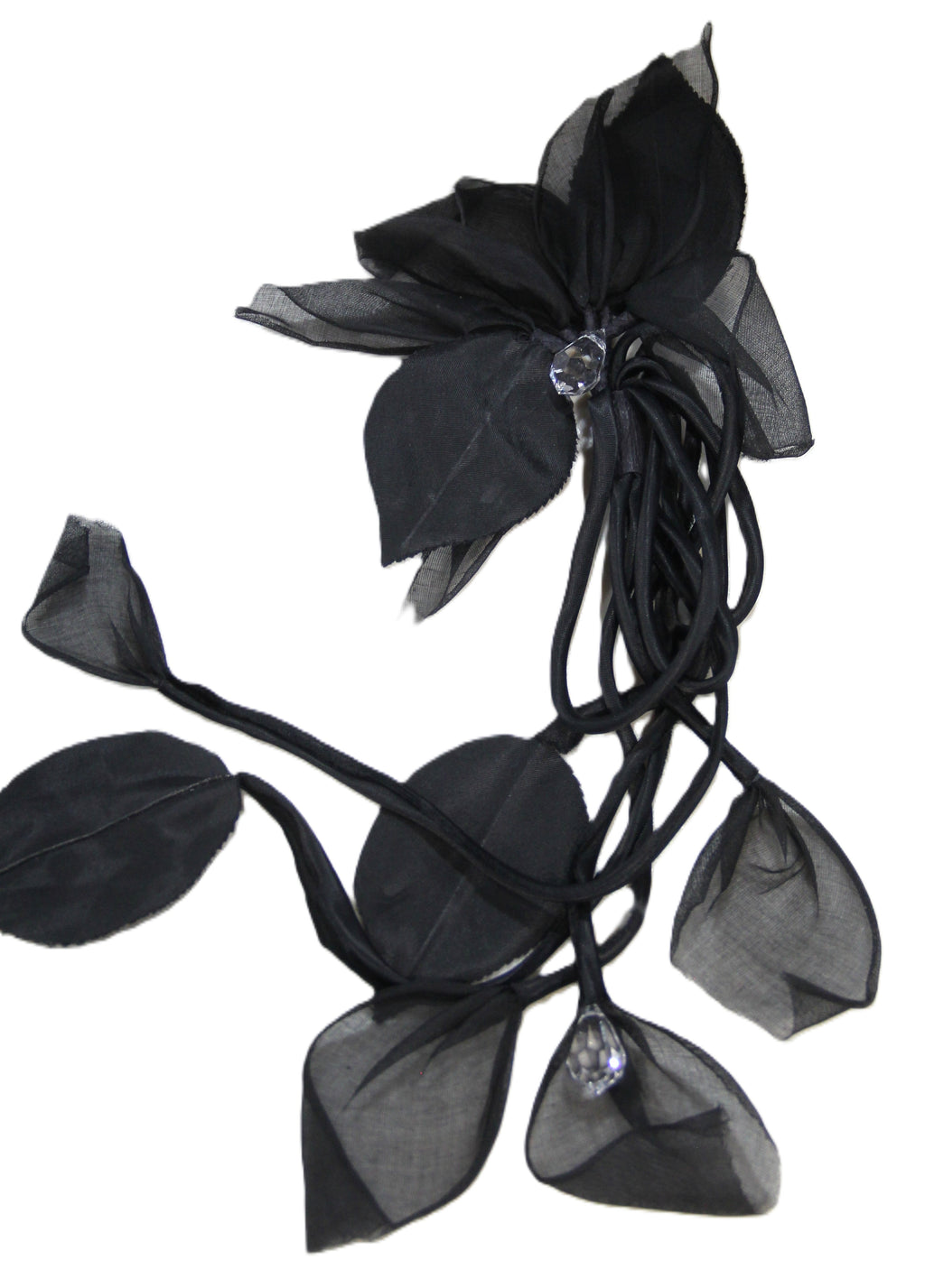 Vintage dramatic black flowy flower brooch