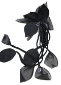 Vintage dramatic black flowy flower brooch