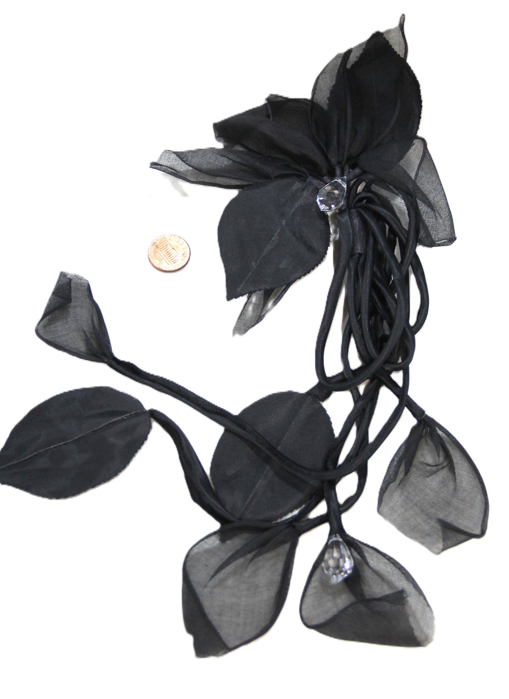 Vintage dramatic black flowy flower brooch