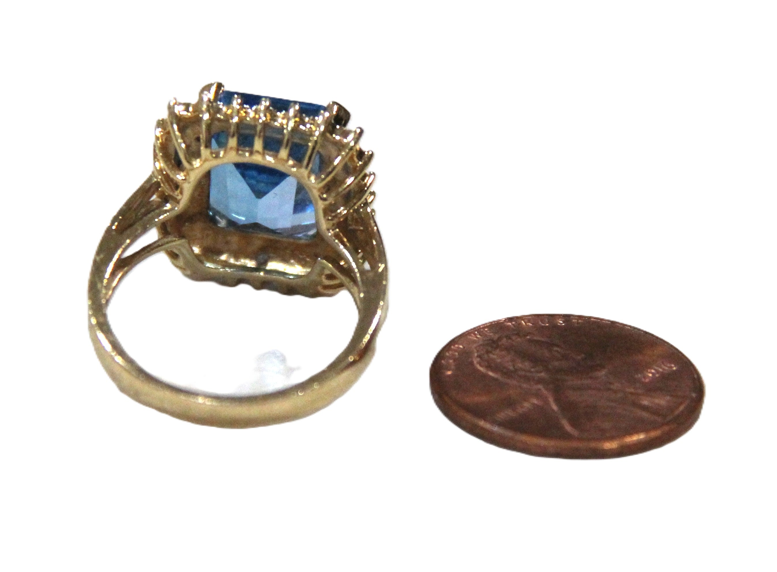 BLUE SPINEL AND GOLD PLATED STERLING SILVER RING