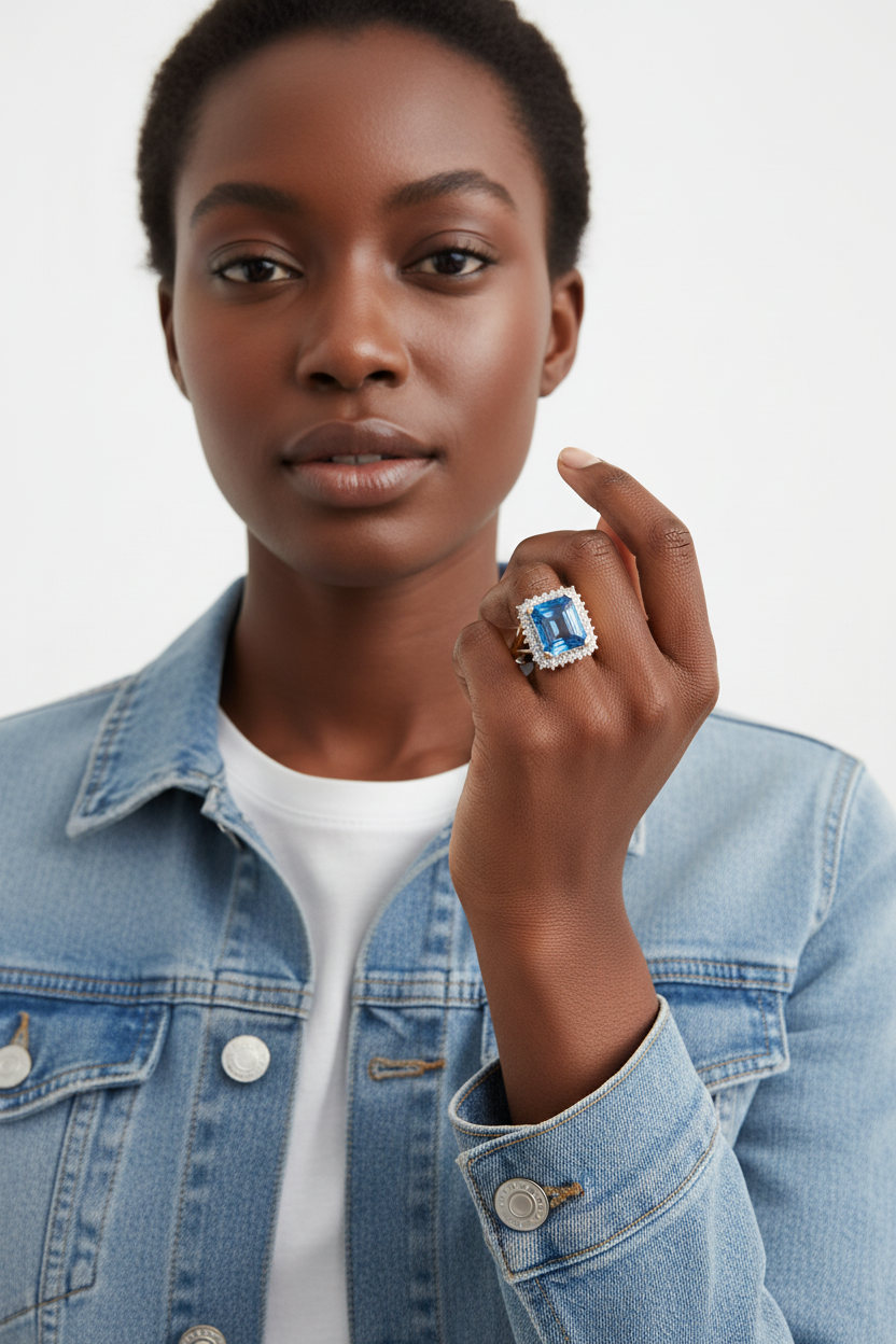 Blue Spinel cocktail ring