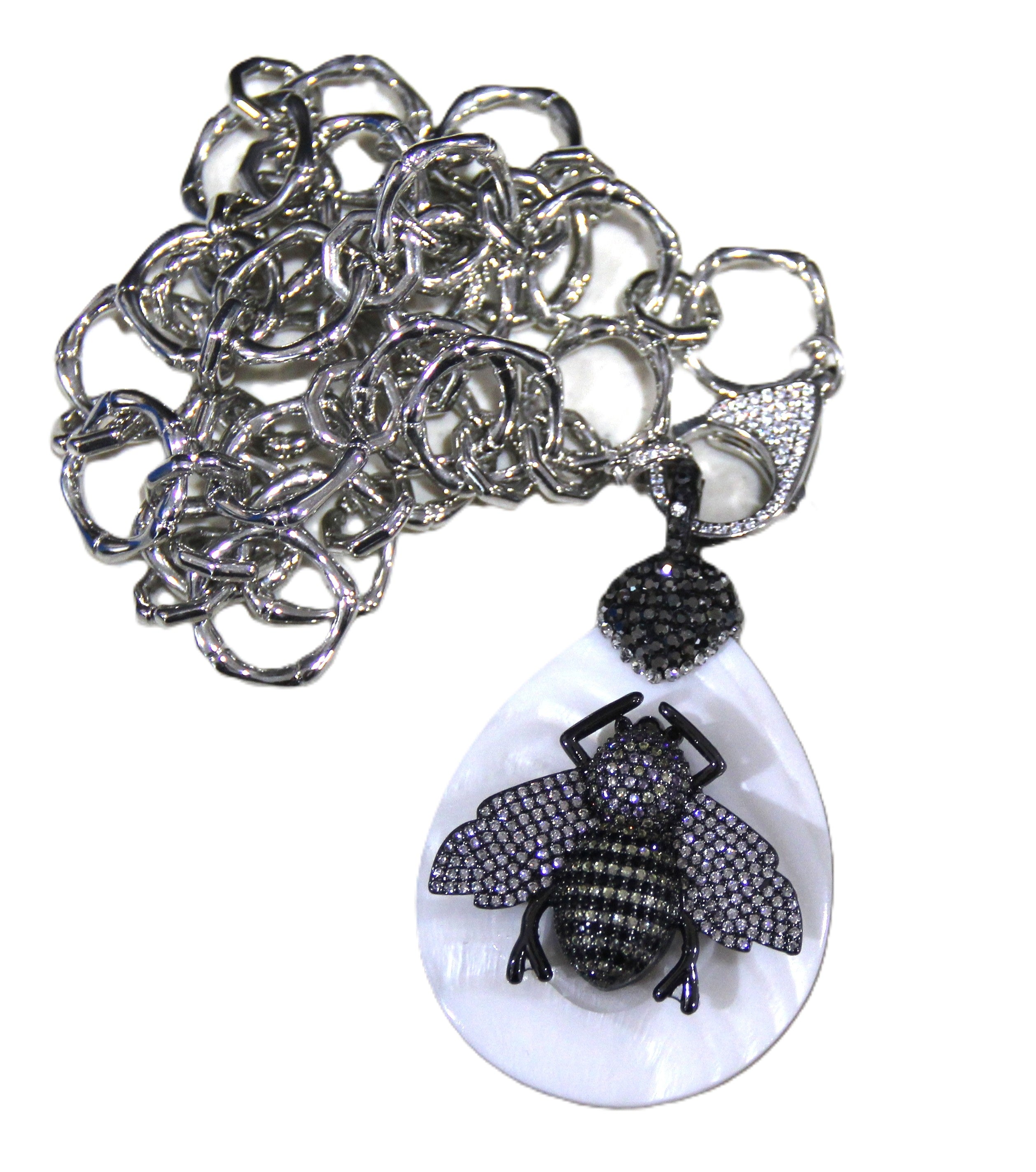 crystal bee & shell necklace