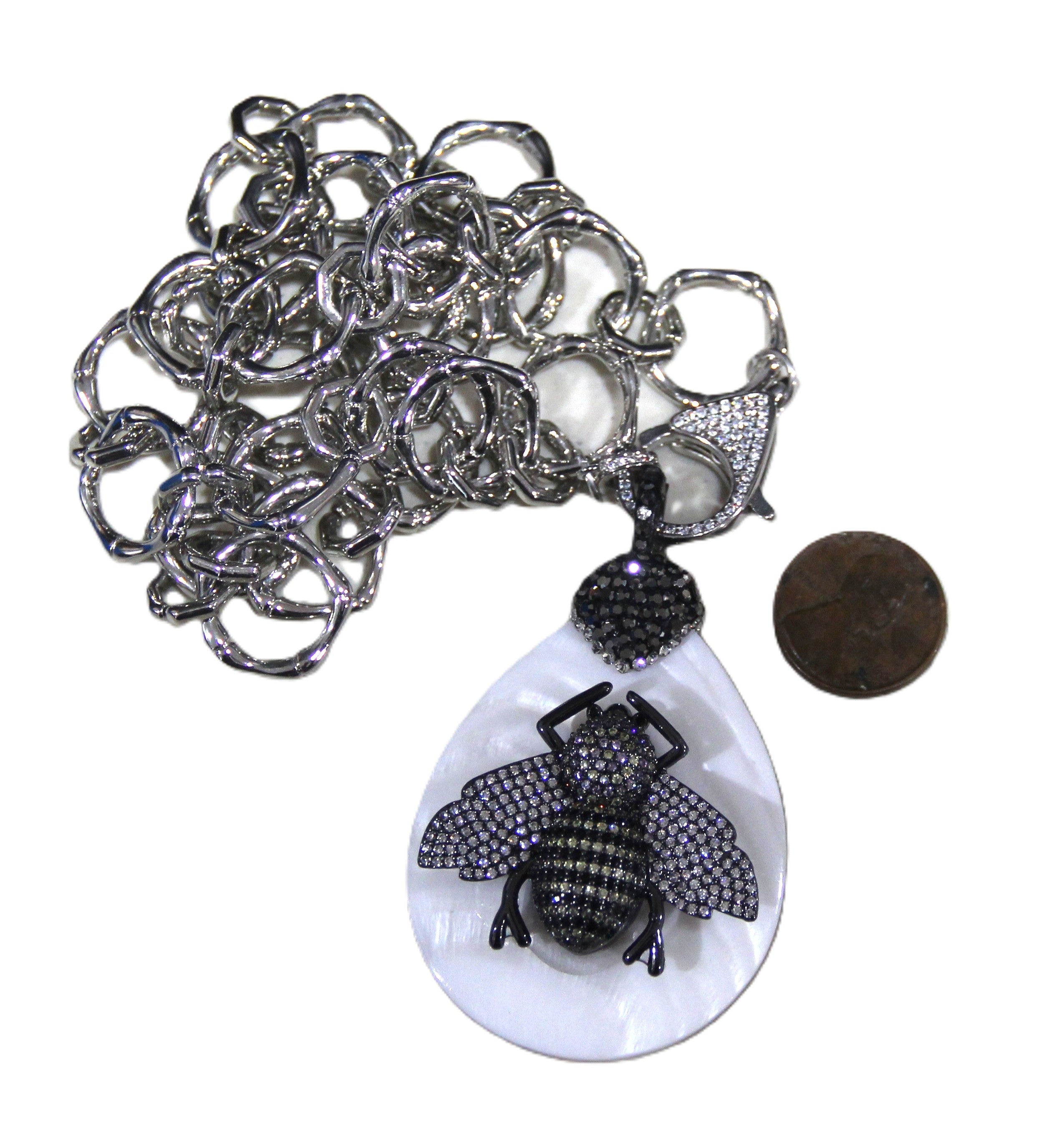 crystal bee & shell necklace