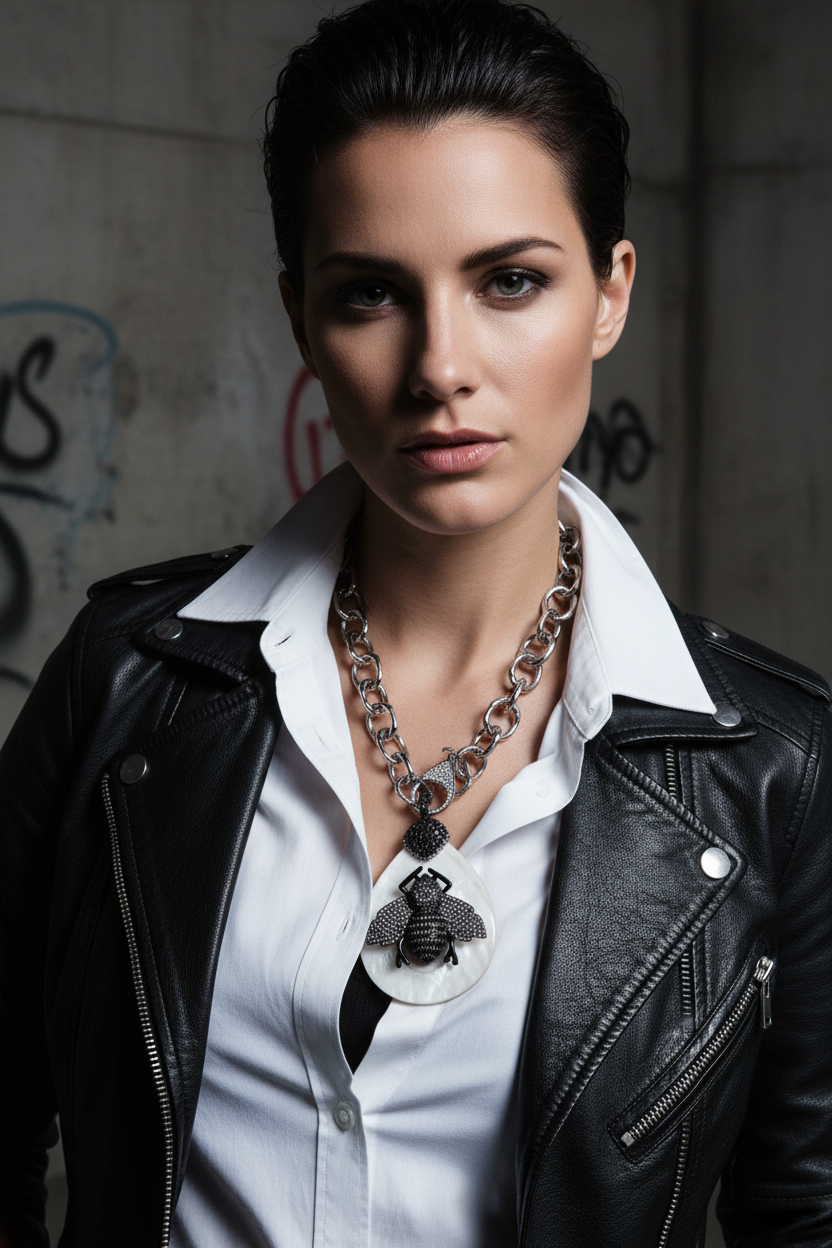 crystal bee & shell necklace