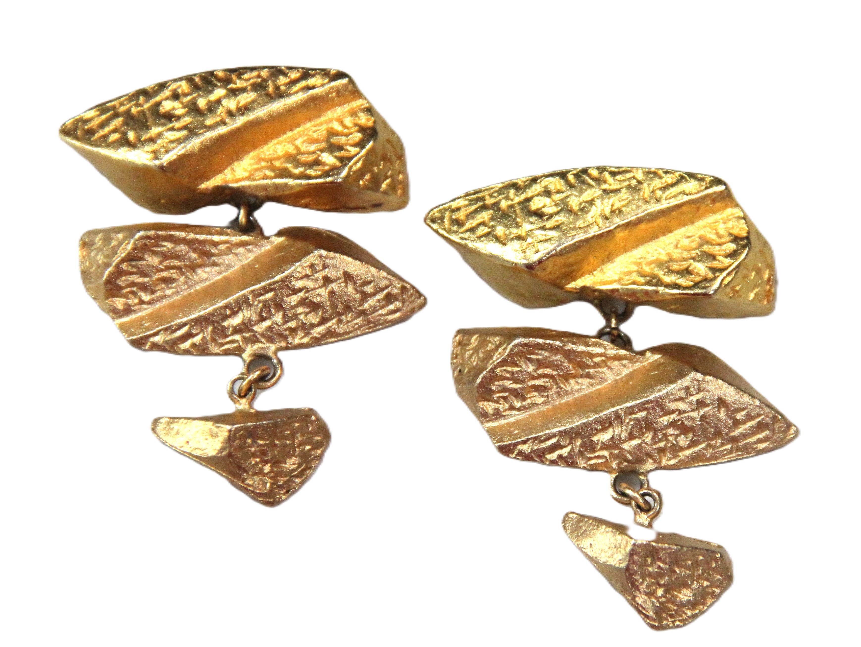 VINTAGE BRUTALIST PIERCED DANGLE EARRINGS