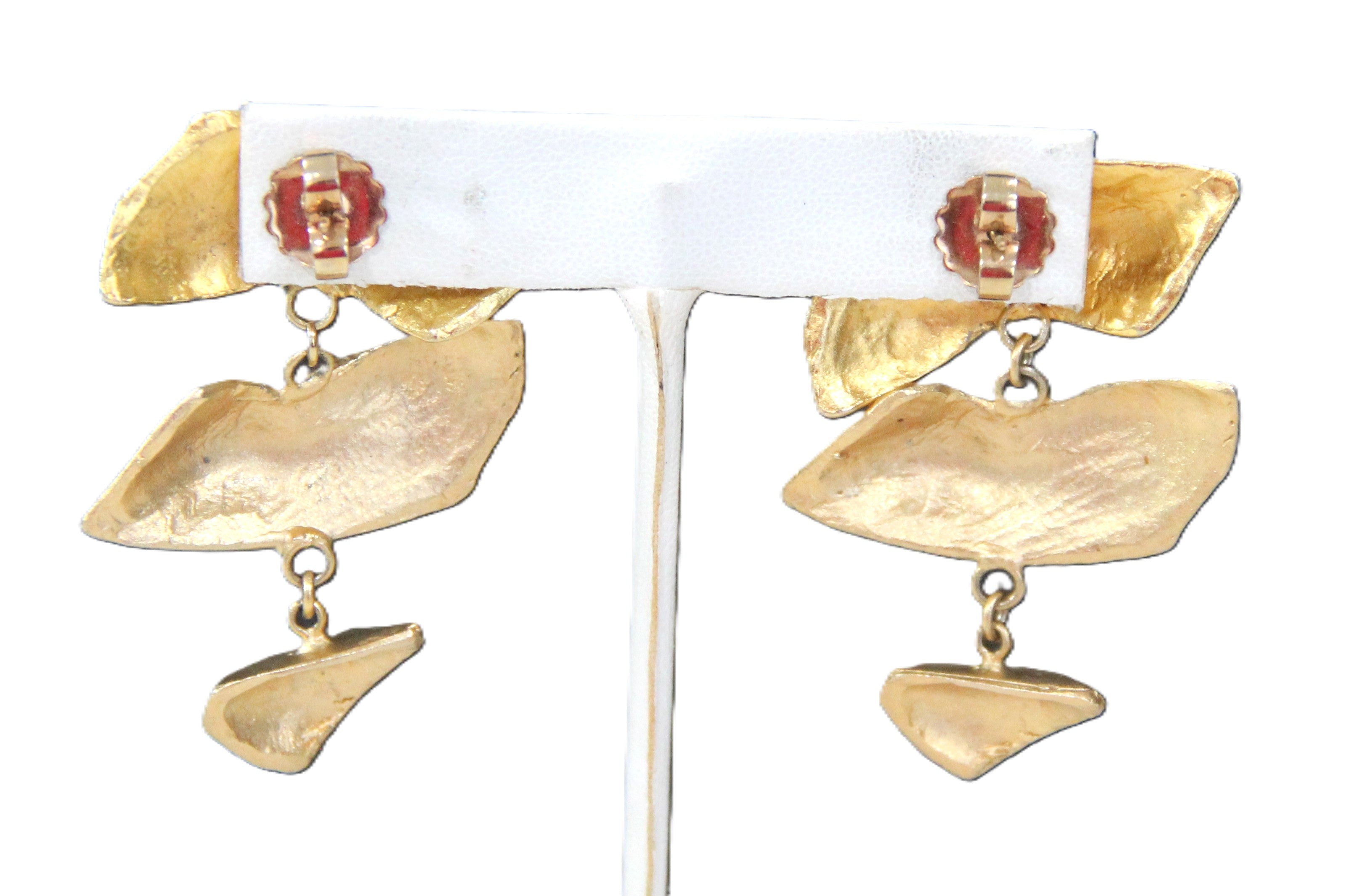 VINTAGE BRUTALIST PIERCED DANGLE EARRINGS