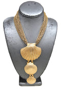 CASTLECLIFF VINTAGE SHELL PENDANT STATEMENT NECKLACE