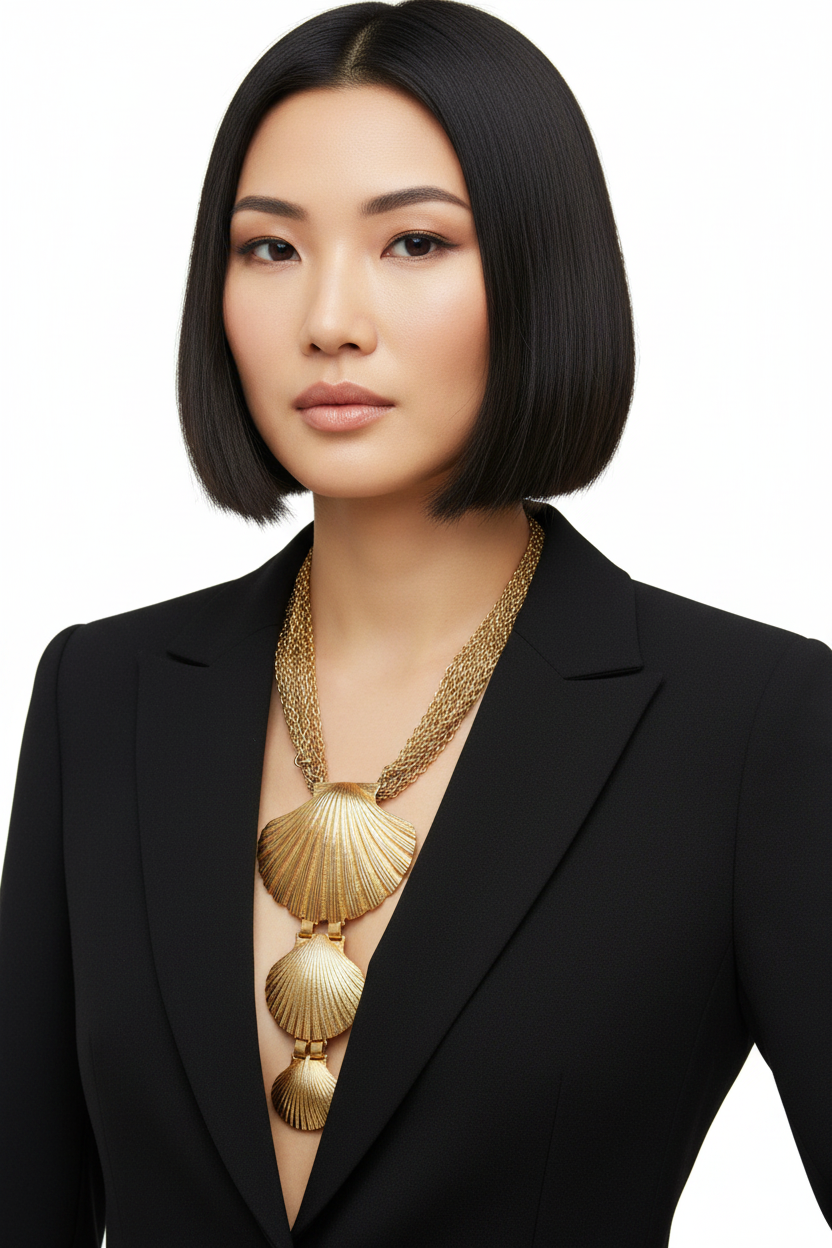 CASTLECLIFF VINTAGE SHELL PENDANT STATEMENT NECKLACE