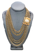 CASTLECLIFF VINTAGE MULTI-STRAND FANCY CABOCHON CLASP STATEMENT NECKLACE
