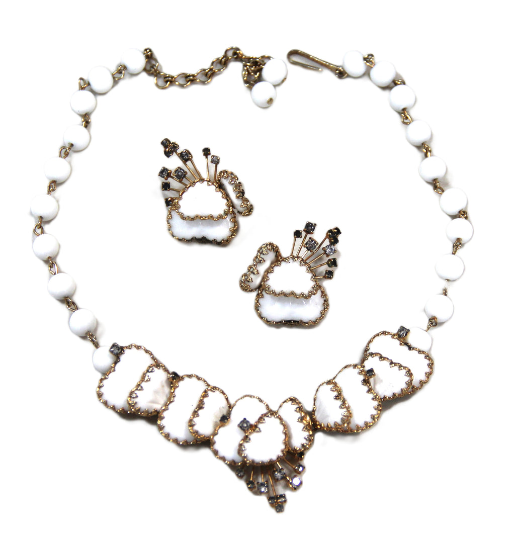 CHRISTIAN DIOR BY KRAMER MAYORKA PETAL GLASS NECKLACE & EARRINGS