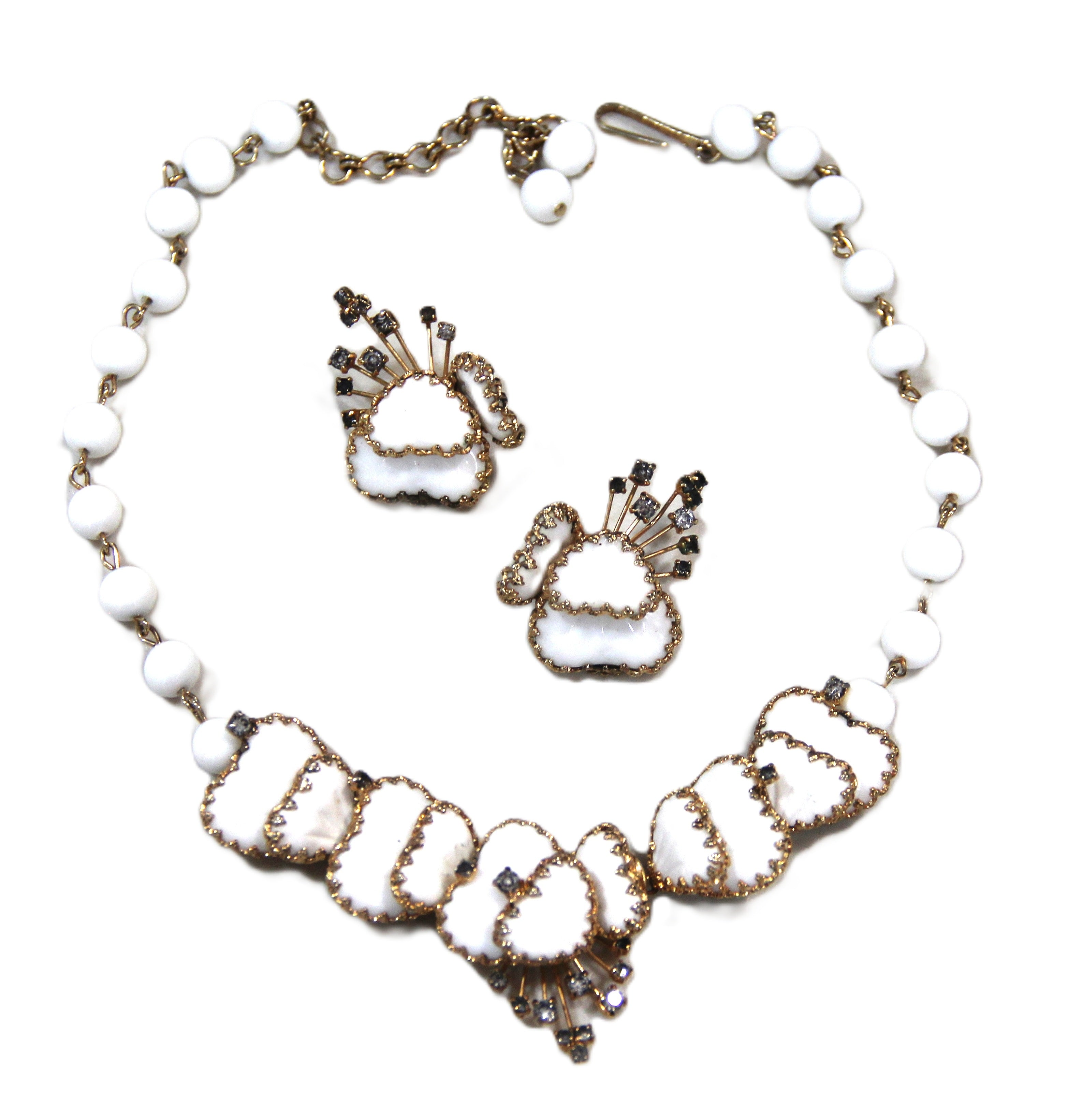 CHRISTIAN DIOR BY KRAMER MAYORKA PETAL GLASS NECKLACE & EARRINGS