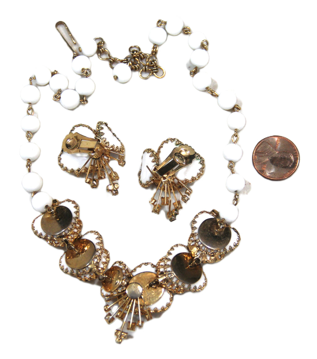 CHRISTIAN DIOR BY KRAMER MAYORKA PETAL GLASS NECKLACE & EARRINGS