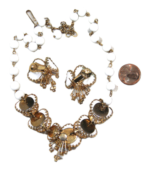CHRISTIAN DIOR BY KRAMER MAYORKA PETAL GLASS NECKLACE & EARRINGS