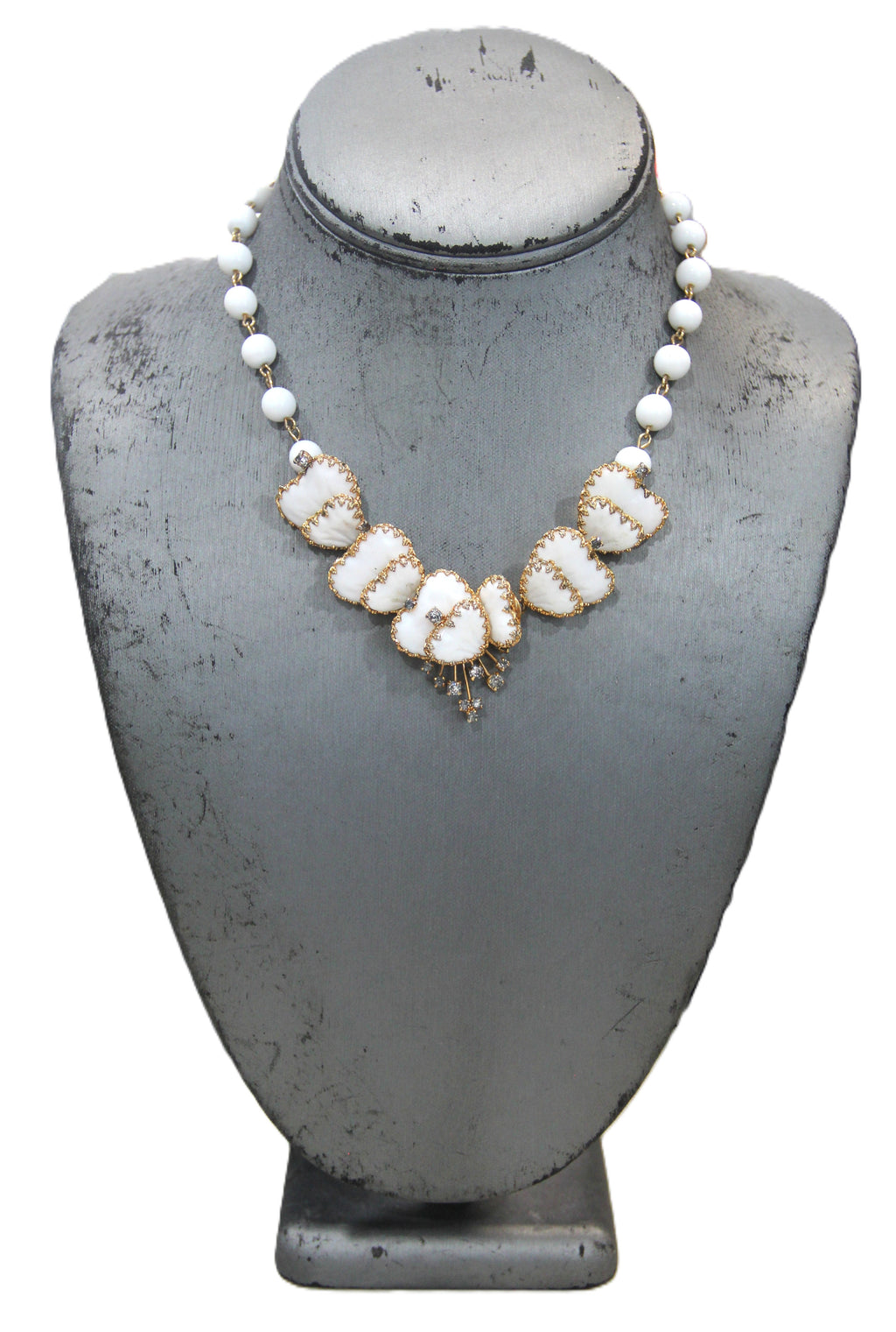 CHRISTIAN DIOR BY KRAMER MAYORKA PETAL GLASS NECKLACE & EARRINGS