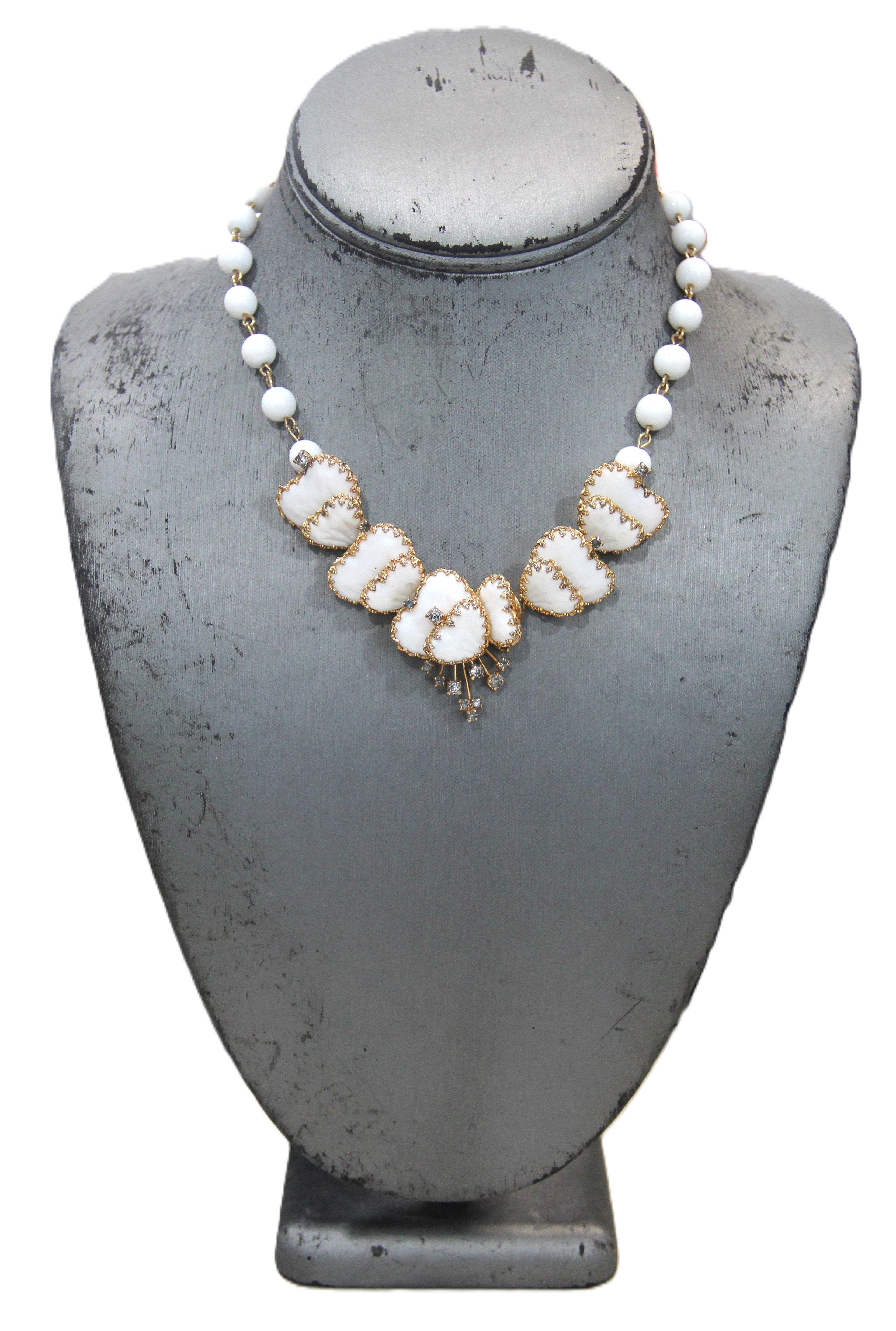 CHRISTIAN DIOR BY KRAMER MAYORKA PETAL GLASS NECKLACE & EARRINGS